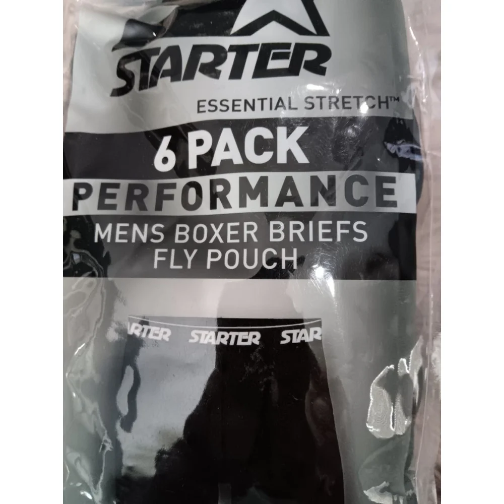 Starter Performance Men's Boxer Briefs Fly Pouch 6-Pack Dri-Star Ultra Soft